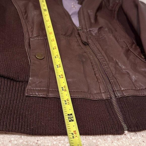 Anthropologie Idra Brown Bomber Leather Jacket Floral Lining Large - Picture 10 of 16